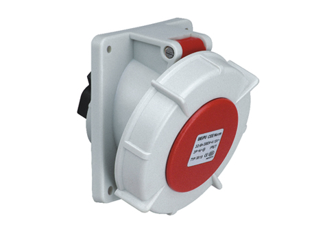 CEE 16A/32A IP67 Panel Mounted Socket 20℃ angled. Flange-100mm× 92mm