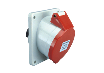 CEE 16A/32A IP44 Panel Mounted Socket 20℃ angled. Flange- 100mm× 92mm